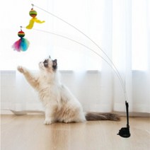 프롬준 고양이 장난감 깃털 와이어 낚시대 미끼 2in1 세트