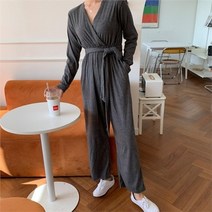 [11/18] 리본 스트랩 브이 넥 랩 점프 수트 여성 가을 겨울