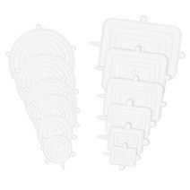 동파방지커버 6/12 PCS 실리콘 커버 적응 뚜껑 음식에 대 한 모자 유니버설 접시 스트레치 캔 부엌 액세서리, [11] White SET, [02] 12Pcs