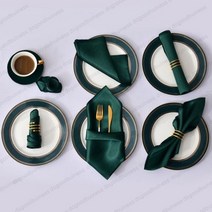 사각 냅킨 새틴 칵테일 헴 스티치 30x30cm 12 개 파티 웨딩 연회 테이블 소프트 주방 디너 식사, 12pcs Forest Green