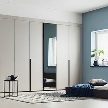 한샘 피카 거울 붙박이장 그레이 행거형, 사이즈:O형:380~390(12.5자~13자)(O)