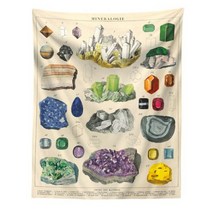 Mineralogie-크리스탈 보석 태피스트리 벽걸이 빈티지 보헤미안 요술 차크라 힐링 스톤 차트 미학 룸 장식, 73X95cm