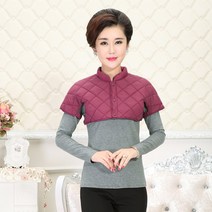 여성베스트조끼 중노년 어깨보호 가을겨울 보온 조끼 이너 어머니스타일 웰론 방한 망아지, C07-버건디 헨리넥