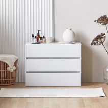 [화장대겸용+물결거울추가판매] 파로마 클레오 3단 수납장 / 거울올려서 화장대수납장 / 옷장수납장 / 화장대, 수납장만_화이트