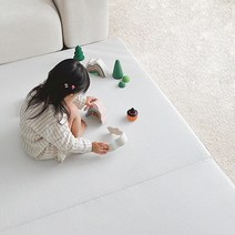 쁘띠메종 2단 폴더 거실매트 리넨 260X140X4cm, 리넨그레이X크림