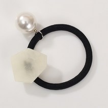 핸드메이드 조개 펄 머리 고무줄 아이보리 머리끈 로우번 방울 반묶음 포니테일