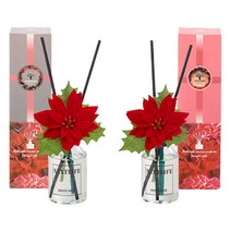 FCX 크리스마스 포인세티아 선물세트 디퓨저1+1, 01_미니포인세티아 1+1, 블랙체리,코튼블로솜