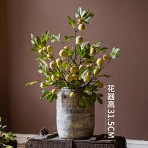 센터피스 오브제화환 시뮬레이션 무화과 지점 거실 테이블 장식 야생 과일 꽃 예술 모델, 31.5cm 메쉬 컬럼 탱크 + 5개 스틱