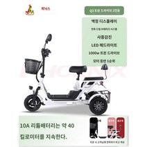 세발 접이식 전기 자전거 인승 화이트 유승 전동, 트윈 드라이브 Q3/트윈/10A/약 40km 지속, 48V