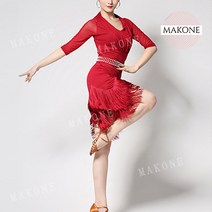 [라인댄스복원피스] Makone 상표등록 별빛댄스 라틴 라인 소비에트 살사 사교 원피스 벨트 댄스복