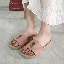라탄feel 파인애플 심플 슬리퍼/모던 하우스 무소음 거실화/발편한 홈 호텔 슬리퍼/ 바다 해변, 라탄 파인애플- 블랙 38-39