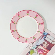 빈티지 플라워 접시 레트로 홈카페 튤립무늬 디저트 플레이트, 이미지 컬러