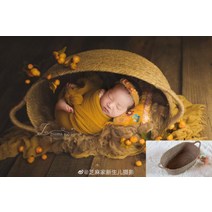아기 신생아 본아트 촬영 사진 소품 바구니 침대 성장 스냅 셀프 스튜디오 모음 기념, 타원형 풀바구니