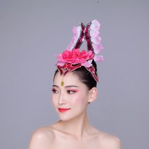 공연용 화려한헤어장식 오프닝 민족현대무용 머리꽃 반짝이 머리장식 라틴댄스 무대 광장무대, 11 연근색