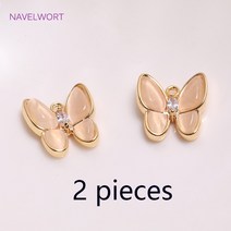 18K 골드 도금 오픈 링과 납작한 후작 귀 와이어 상감 지르콘 나비 매력 DIY 쥬얼리 액세서리 만들기 도매