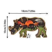 동상 인테리어 홈 데코 독수리 공예 트리케라톱스 공룡 나무 조각 3D 크리에이티브, 없음, Rhino+With light