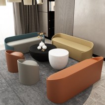 북유럽 가벼운 럭셔리 홈 거실 벤치 긴 소파 의자, 노란색+흰색 120x45x50
