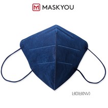 [국내제조] 마스크유 (MASKYOU) 2D 항균멸균 황토한지마스크 50매, 청색 (네이비 NV)