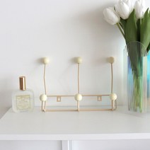 빈티지 우드볼 코트랙 옷걸이 행거 모자 가방걸이 6구, 베이지, 1개