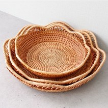 RT 예쁜 라탄바구니 세트 손잡이 없는 바구니 수납 데코, 단품, 1개