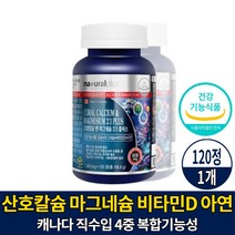 캐나다 코랄칼슘 마그네슘 비타민D 아연 정 알약 모양 산호 칼슘 영양 제 4중 복합기능성 건강기능식품 해외 직구 남성 여성 직장인 주부 노인, 1통, 120정