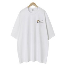 엠제이스타 피너츠 라이센스 여성 슬립 스누피 반팔 루즈핏 롱 프린팅 캐릭터 티셔츠 오버핏 반팔티