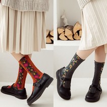 여성양말 선물용 인기있는 오리지날 동백이 꽃자수 긴목 양말 5켤레세트