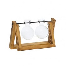 아스케이지 데스크탑 투명 유리 화분 장식 전구 꽃병 테라리움 레트로 우드 스탠드 수경 식물 나무 프레임, 02 Double Ball Vase, 02 Double Ball Vase