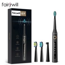 Fairywill 음파 전동칫솔 FW-507 USB 충전 충전식 방수, 협력사, FW-ET507 블랙, FW-ET507