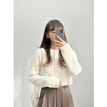 울50% 퓨어 꽈배기 숏니트 가디건 (3color)