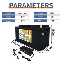 LiFePO4 배터리 팩 12V 100Ah 120Ah 200Ah 리튬 RV 캠핑 햇빛차단열 골프 카트 3000 사이클 이상 해양 에너지, CHINA, 12V 120Ah 393 USB