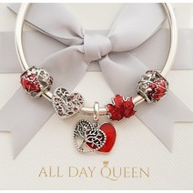 판도라팔찌 참 레드 메이플 리프 하트 메탈릭 생명의 나무 펜던트 호환 925실버