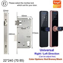 현관문 도어락 새로운 RAYKUBE 생체 인식 지문 도어 잠금 K7 Pro + 블랙 스마트 Tuya 앱 원격 해제 열쇠 없, 19 7085_02 Red Bronze