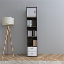 장인가구 바론 5단 콤비 책장 40cm, 월넛