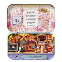 DIY 미니어처 만들기 박스 극장 향수 테마 장면 나무 퍼즐 장난감 인형 집 가구 시골 노트, 1.파란