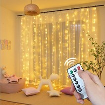 공간하우스 LED 리모컨 크리스마스장식 커튼 와이어 100구 300구 USB형 파티 감성 트리전구 줄 조명 무드등, 커튼 와이어전구 100구-USB형