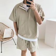 사방스판 와샤 기능성 바람막이 스트링 반팔 벌룬 아노락(3color)