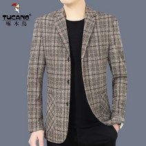 남자 봄 가을 콤비 자켓 블레이저 캐주얼 정장 마이 간절기 빅사이즈 체크무늬