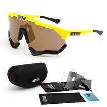 자전거 고글 방풍 변색 미러 바이크 선글라스 편광 사이클링 야구 라이딩 낚시 스포츠 렌즈, 옐로우프레임 옐로우시트 / 편광3매