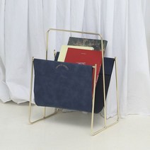 북유럽 가죽 잡지수납 책 병원 호텔 프론트 대기실 모던 책꽂이 잡지 신문지 정리함, 네이비