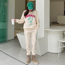 핑크시슬리 여성용 복실복실 미키 트레이닝 상하의세트