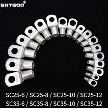 터미널 압착기 단자 케이블 전선 유압 슬리브 SC 유형 와이어 노즈 SC25 SC35 베어 구리 배터리 블록 러그 구멍 ID 6mm 8mm 10mm 12mm 크림프 DTGA 엔드, SC35-12