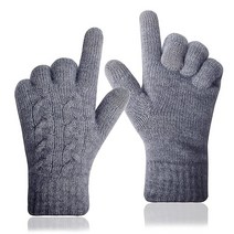 남성 및 여성용 겨울 장갑 클리어런스 터치 스크린 문자 따뜻한 장갑 보온 소프트 니트 안감 신축성 있는 커프 블랙, Light Grey