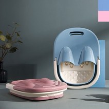족욕기 접이식 마사지 족탕 각탕 습식 좌훈 좌욕 발 족욕 탕 바스켓 대야 나무 각질제거, 블루