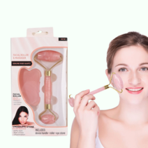 2pcs 비취 스톤 페이셜 마사지 롤러 구아샤 보드, 2PCS/Set