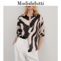 봄 여름 빈티지 얼룩말 셔츠 캐주얼 긴팔 탑