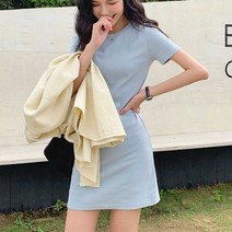 파스텔 컬러 베이직 무지 원피스 여자 10대 데일리룩