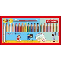 STABILO 스타빌로 우디 3 in 1 연필 세트 18가지 색상 멀티컬러, 1 Count (Pack of 1), Pastel + Multicolor