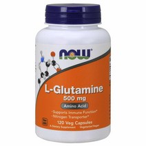 Now 식품 보충제 L-글루타민 500 mg 질소 운반기 아미노산 120 식물성 캡슐 화이트, 120개(2개 팩)