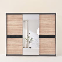 레오가구 블랙150라인 소노마 거울 슬라이딩장롱/옷장 (3통구성), 양복장, 정리장, 정리장